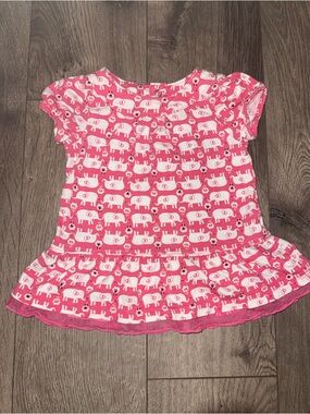 child of mine Pink & White Elephant Print Peplum Tee